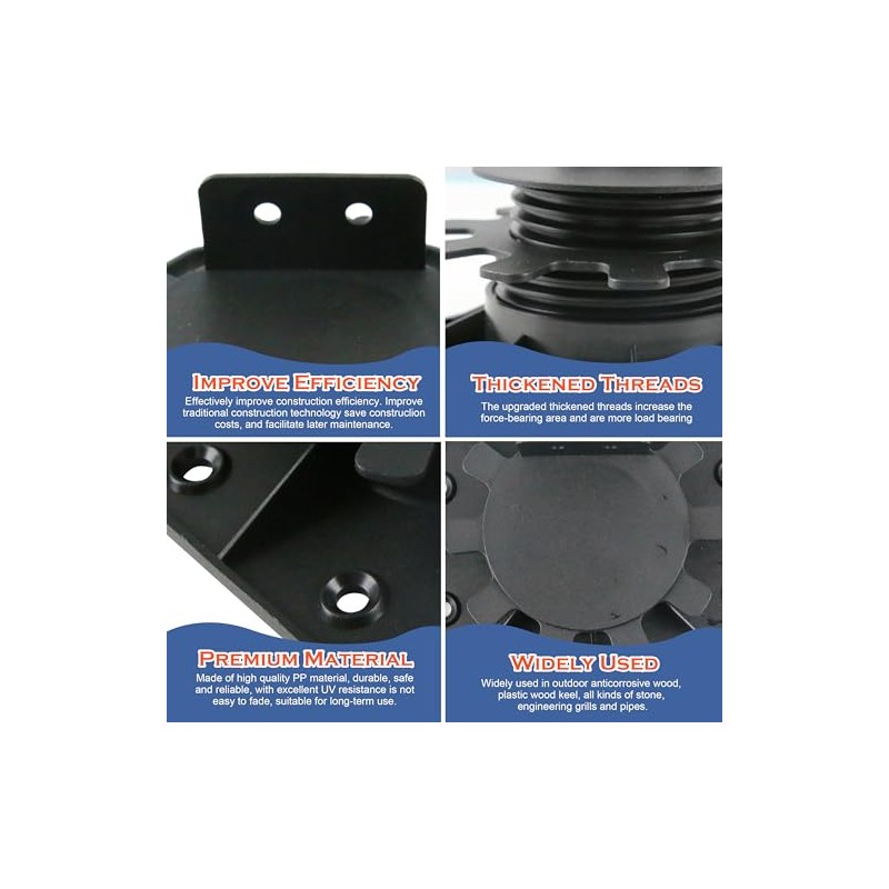 24Pack Adjustable Deck Support Pedestal, Plastic Adjustable Deck Foundation Base,