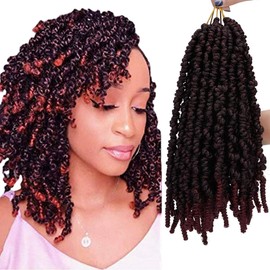 3 Packs Short Curly Spring Twist Braids Synthetic Crochet Hair Extensions 10 inch 15 strands/pack Ombre Crochet Twist Braids Fiber Fluffy Curly Bomb Twist Braiding Hair Bulk 15 Strands/Pack (TBUG)