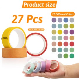 Bomtop Washi Tape, 27 Rolls Washi Tape Set, Washi Tape Children, Rainbow Masking Tape, Decorative Tape, Colourful Tape for DIY, Scrapbooking, Journaling, Craft Accessories Children