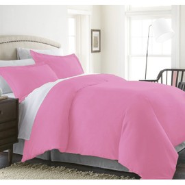 CELINE LINEN Wrinkle & Fade Resistant 2-Piece Duvet Cover Set - Protects and Covers Your Comforter/Duvet Insert, 1500 Series Luxurious 100% - Silky Soft, Twin/Twin XL, Light Pink