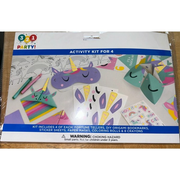 3-2-1 Activity Set Unicorn Party Supplies Birthday Kit For 4
