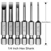 Toolcool 6 Pcs Slotted Screwdriver Bit Set Magnetic Flat Head