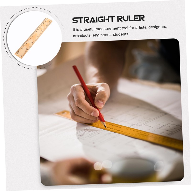 Operitacx Students and Adults 20pcs Straight Measuring Rulers Wooden Engineering