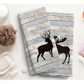 NOQL Wild Animal Kitchen Towels, Camper Decorations for Inside, Camping Forest Dish Towels Dishcloth Deer Elk Towels for Bathroom, Art Prints Decoration, Gifts for Campers, Set of 2, 16x24