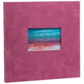 Exacompta - Ref 16359E - Skandi Photo Album - 60 Photos - 30 White Pages - Size 25 x 25 cm - Dusky Pink Velvet Cover - Personalization Window with Visual Holiday Landscape