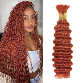 Leruikair Boho Braids Color 350# Human Braiding Hair Curly 18 Inch 50g Per Bundle 2 Pcs Total 100g Brazilian Virgin Bulk No Weft Deep Wave Braiding Human Hair for Black Women