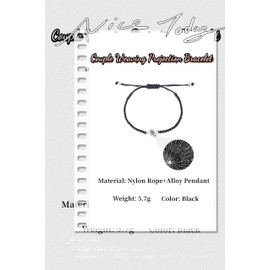 GAUEIOUR Couple Weaving Projection Bracelet,Handwoven Projection 100 Languages I Love You Couple Bracelet, Men's and Women's Bracelet Jewelry, Couple/Best Friend Commemorative Gift (Black)