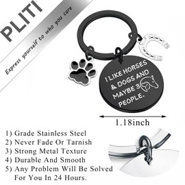 PLITI Horse Gift Dog Gift Horse Rider Dog Lover Gift i Like Horses & Dogs And Maybe 3 People Keychain For Horse Lover Equestrian Cowgirl Dog Mom Gift (I LIKE HORSES & DOGS BLCA)