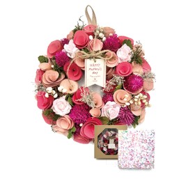 [2024 mamawreath packaged D gift gift spring wreath for entrance entrance pink red color eternal meaning M size: 9.4 inches (24 cm) diameter x 2.4 inches (6 cm) thick) (red pink (WRB-06MKG-MP))