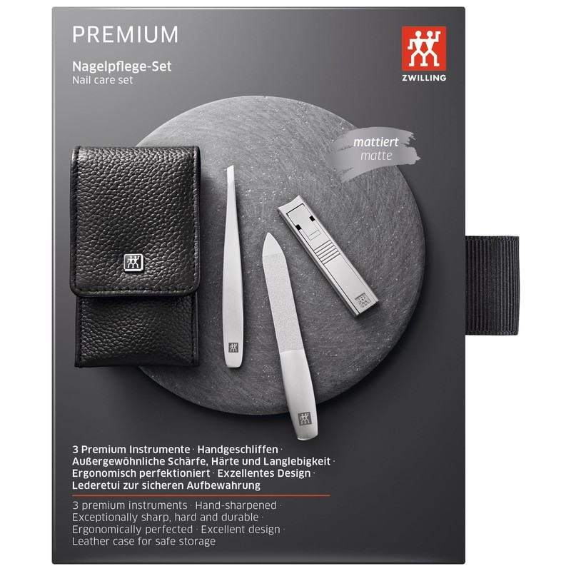 Zwilling Estuche De Bolsillo, Piel Legítima, Negro, 3 Piezas