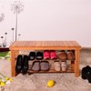 SlickBlue Wicker Shoe Rack with 3 Tiers Wooden Bench for