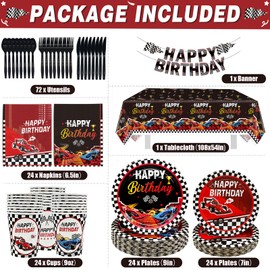 Yavxzvbw Race Car Birthday Party Decorations Cars Themed Birthday Party Decorations Race Car Birthday Decorations for Boys Happy Birthday Decorations Boy