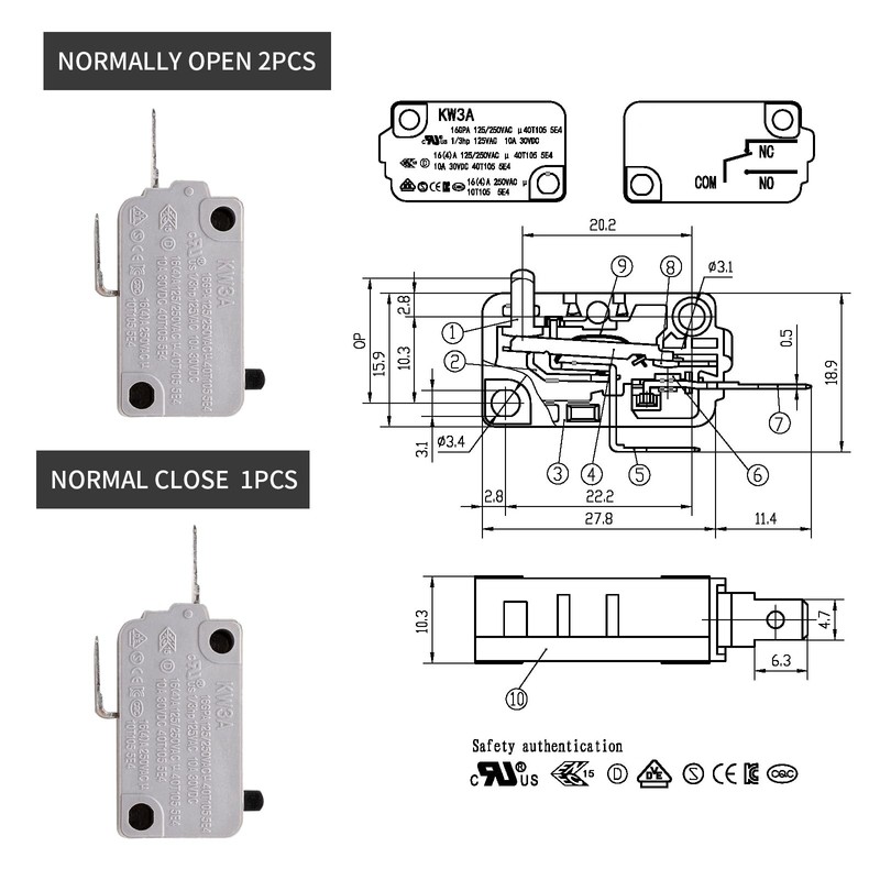 KOKISO Microwave Oven Repair Replacement Parts Kits, KW3A Microwave Door