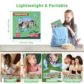 Children's Puzzle Magnet, 48-Piece Puzzle Activity, Magnets Puzzle Book for Children, Farm Puzzle for Children from 4, Travel Games Children from 3 5 Learning Magnet Gift for Road Trip Plane