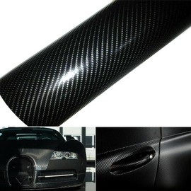 Riloer 60x152cm Universal Car 5D Carbon Fiber Sticker DIY Wrap Film, Soft Flexible Waterproof Vinyl Film Roll Sticker Protective Film, for Car Hood Boot Roof Dashboard Gauge, Black