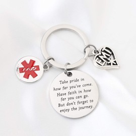 EMT Keychain Gifts Emergency Medical Technician Graduation Gifts Paramedic Gift Medical Technician Inspiration Gift Take Pride in How Far You Have Come (silver)