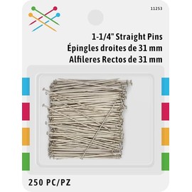 Dritz 1-1/4", Care & Repair, 250 count Straight Pins, Nickel