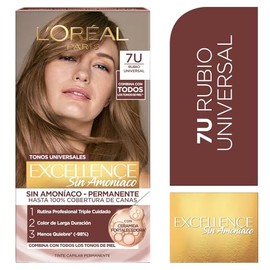 L'Oreal Paris, 2 Tintes Para Cabello Excellence Sin Amoniaco De Tono 7U Rubio Universal