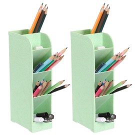 uxcell 2PCS Marker Organizer, 5 Slots Marker Holder Organizer PVC Plastic Marker Storage Holder Marker Storage Rack Crayon Pen Holder for Store Paint Brushes, Pens, Color Pencils (Green)