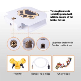 BACOENG Outdoor Dog Pet Water Sprinkler Easy Activated Dog Water Fountain Toy with Molar Rope, Upgrade Premier Valve Set (We Copper VS Others Plastic)