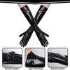 ShanBye Women's Black Faux Leather Long Gloves, Size: Length 60cm,