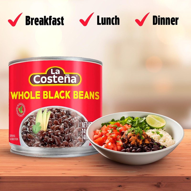 La Costeña Whole Black Beans - Ready-to-Eat Canned Black Beans