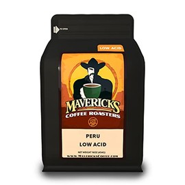 Mavericks Low Acid Coffee – Peru Organic - Coffee Ground 16 oz – Smooth Light Roast with 70% Less Acid - Safe for GERD and Keto Diets