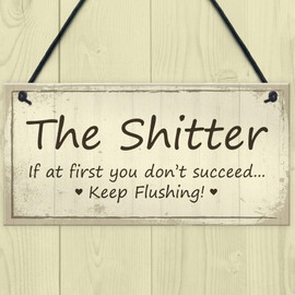 RED OCEAN Funny Rude Toilet Loo Sign Plaque Accessories Novelty Bathroom Decorations Home Decor Funny New Home Gift