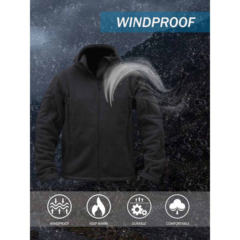 TACVASEN Mens Tactical Hoodies Coats Warm Jacket for Men Fleece