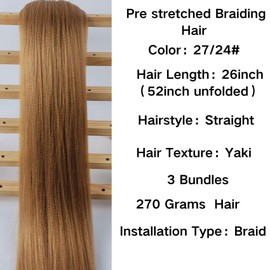 Leticia 24/27 Kinky Braiding Hair Pre stretched Hypoallergenic Synthetic Ez Braid Braiding Hair
