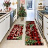 2-Piece Christmas Kitchen Mat Set with Non-Slip Washable Polyester, Truck