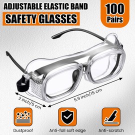 Tellegloww 100 Pairs Safety Goggles Anti-fog Protective Safety Glasses Anti Scratch Eye Protection Clear Lens Onion Goggles Anti Dust Glasses Lightweight Eyewear for Science Lab Chemistry Construction