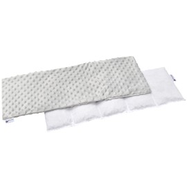 Minky Medi Partners Cherry Stone Cushion 60 x 20 cm 800 g 5 Chambers Grain Cushion Large Eco Natural Heat Cushion Cold Therapy Removable Cover (Grey)