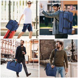 RJEU Garment Duffle Bags for Travel,Convertible Garment Bag with Shoes Compartment,Suit Carry-on Bag Expandable with Shoulder Strap for Men and Women Business Trip,Weekend,Wedding(Blue)