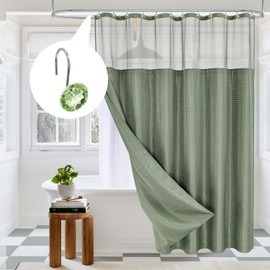 MitoVilla Sage Green Shower Curtain Hooks, Shower Hooks for Light Green Shower Curtain Liner, Rust Proof Shower Curtain Rings, 12 Pack