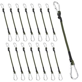 KOHAND 15 Pack Bungee Cords with Hooks, 30cm Heavy Duty Outdoor Bungee Cords, Dark Green Elastic Bungee Rope for Luggage, Traveling, Camping, Tents