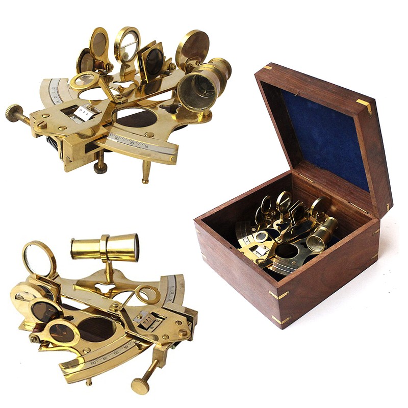 Vintage Ship History Sextant with Hardwood Box Antique Marine Collectible