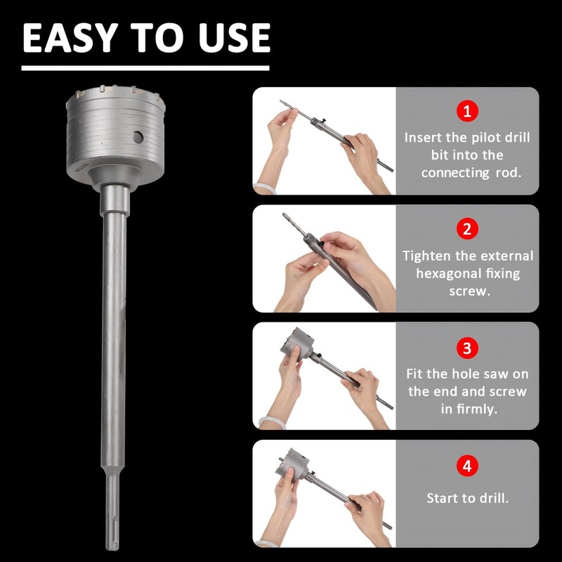 WGLOSI 9PCS Concrete Hole Saw Kit,Masonry Hole Saw with SDS