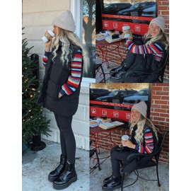 Xiaoxuemeng Womens Puffer Vest Collared Sleeveless Zip Up Padded Gilet Jacket Outwear (Black-XS)