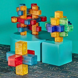 Hinourisha 6 Pieces Crystal Plastic Brain Teaser Puzzle Logic Puzzles, Thinking Task Puzzle, IQ Games IQ Test Challenge Toy 3D Interlocking Puzzles Detangling Game for Children Teenagers Adults #A