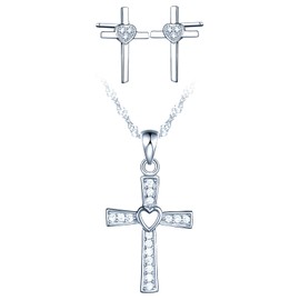 Yumilok Women's Jewellery Set Keurz Pendant Necklace Earrings Chain Set Mother's Day Jewellery Gift Set 925 Sterling Silver for Women, Sterling Silver Sterling Silver Zirconia, Cubic Zirconia