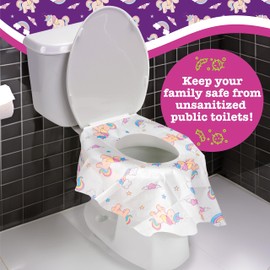 Potty Shields Waterproof Disposable Toilet Seat Covers, Unicorns 40 Pack