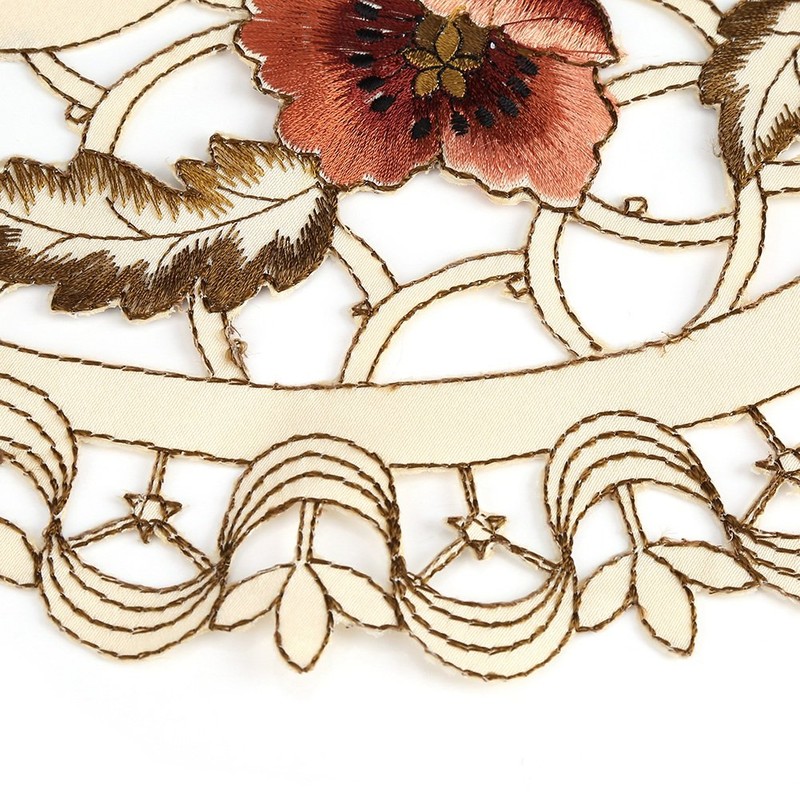 KooingTech Table Runner, Coffee Table Cover, 39x87cm Embroidered Red Floral