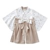 Emoka Hakama Romper Baby Kimono, Greige/Poppy
