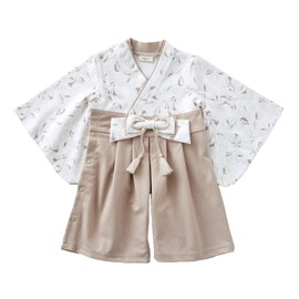 Emoka Hakama Romper Baby Kimono, Greige/Poppy