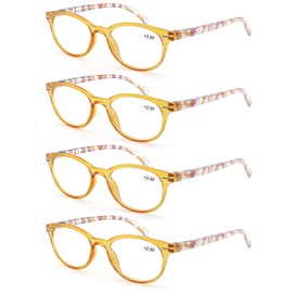 MODFANS Reading Glasses Women 4 Pack Fashion Ladies Readers 1.25 Strength,Women's for Reading Comfort Spring Hinge Arm Eyeglasses-Lightweightest Round Frame Look Stylish to Wear,Come with Pouch