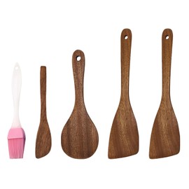 Landrain Set of 4 Wooden Spatulas, Dishwasher Safe Wooden Spatula, Heat Resistant Kitchen Utensils