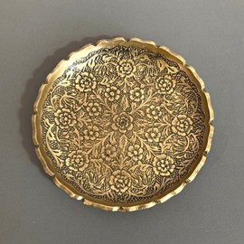 Tokyo Kankan Tray Brass Round Plate L Flower (Gold)