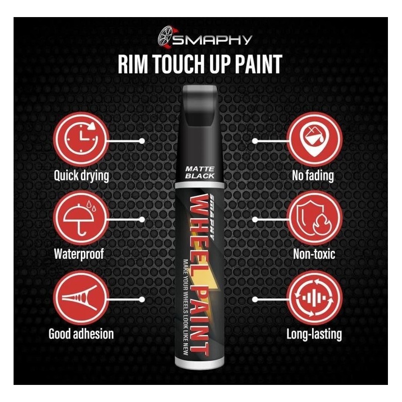 SMAPHY Matte Black Rim Touch Up Paint Wheel Scratch Repair