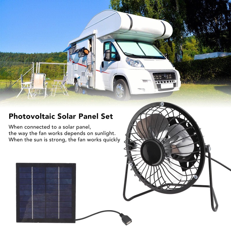 Natudeco USB-Solar-Ventilator, Solarbetriebener Lüfter, Tragbarer Mini-Ventilator Mit Photovoltaik-Solarpanel Für Camping,